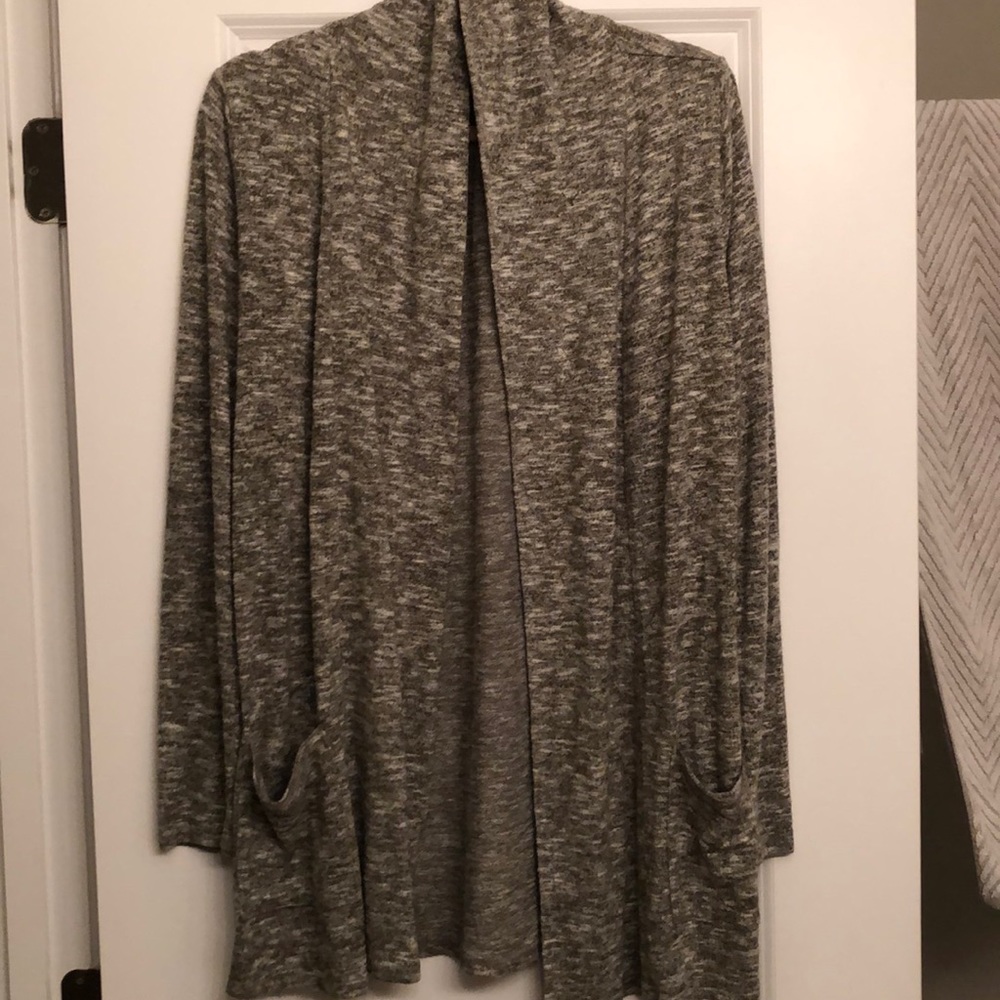 Green Heathered Cardigan.